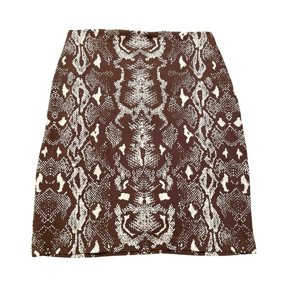 J. McLaughlin Brown and Ivory Snake Print Pencil Skirt Stretch Size 6 - Picture 1 of 4